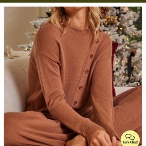 Summersalt cashmere blend light sweater with asymmetrical buttons